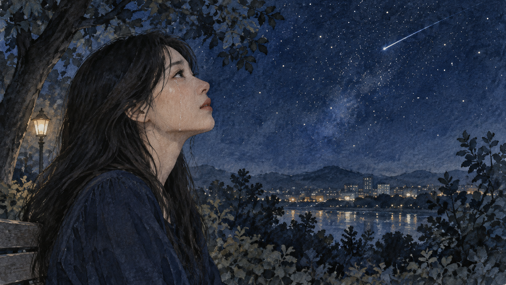 Looking toward the stars eventually gives way to an acknowledgment of tears.