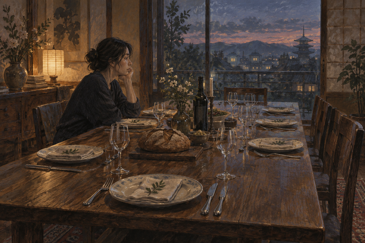 A table where the longing for company outweighs the meal itself.