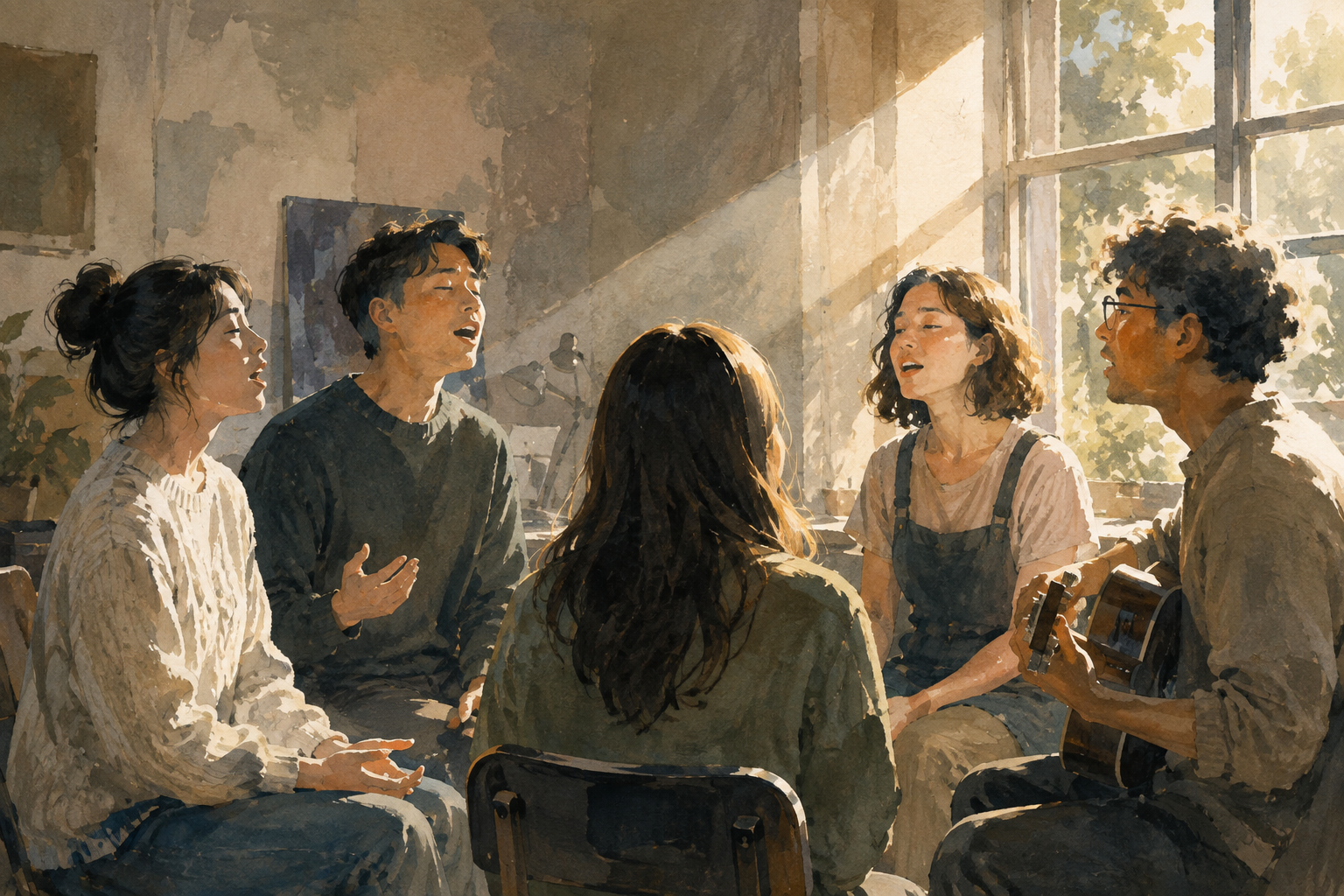 They sing together the feelings that were hard to voice alone.