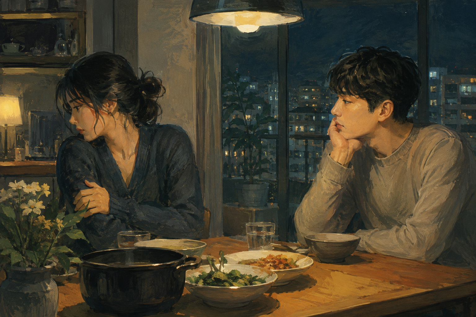 Even as the meal continues, unfinished words remain.