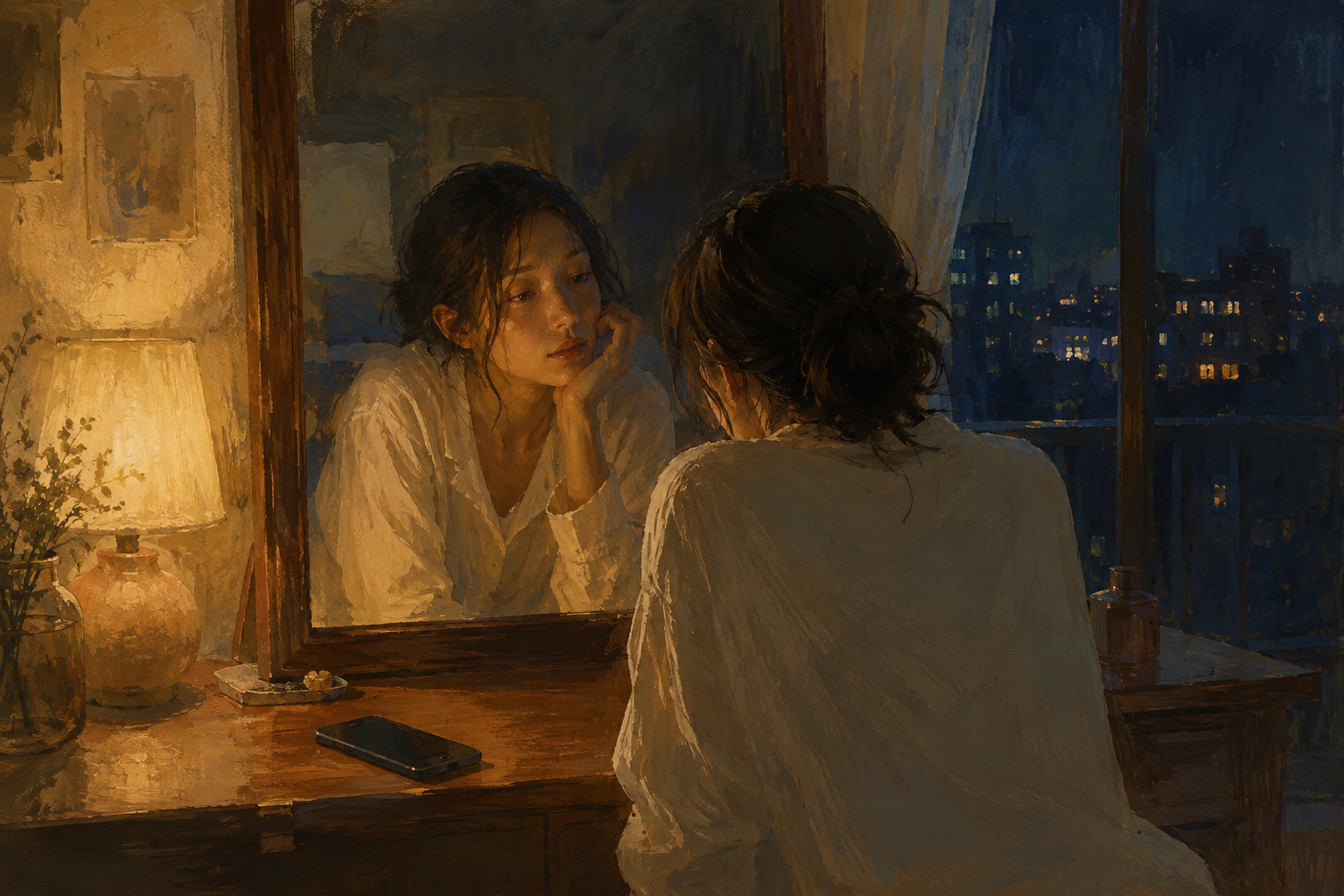 In front of the mirror, they briefly set aside others' standards.