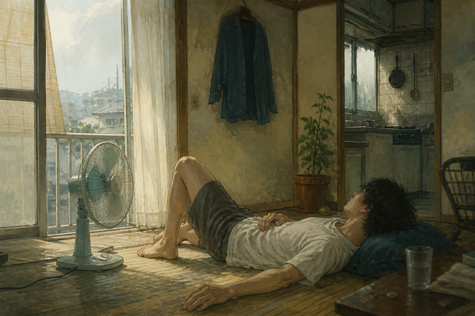 A person who suddenly comes to mind in a room where the fan is spinning.