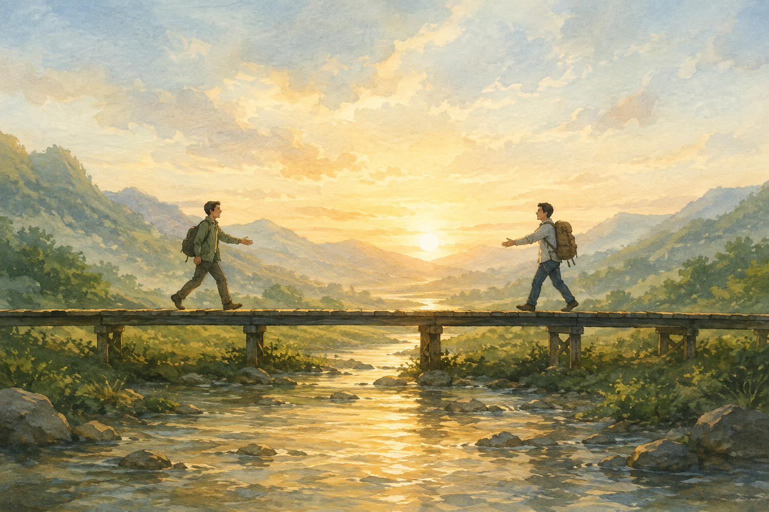 Two people who never lose sight of the direction toward their next meeting