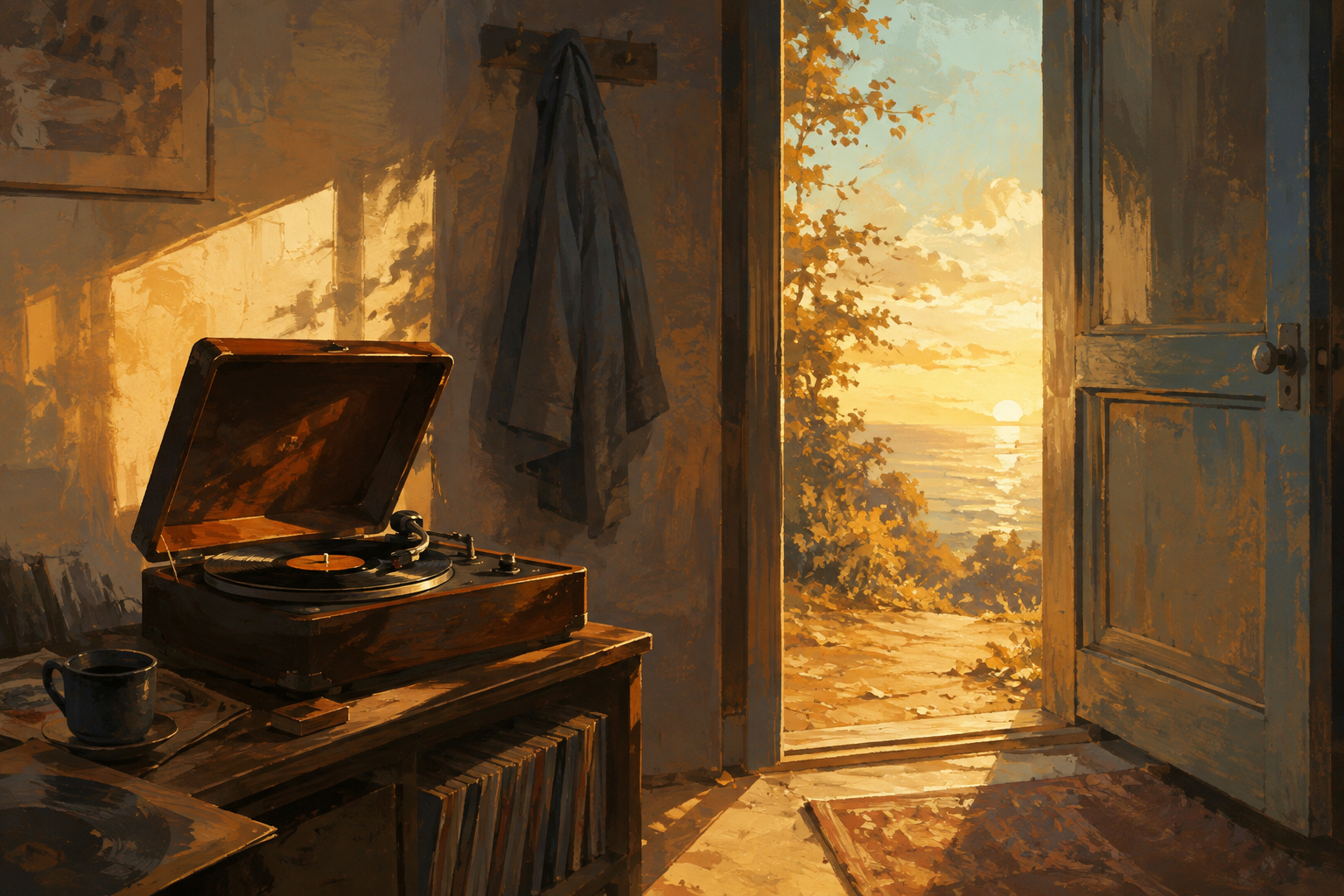 A song that flows again, left behind in an empty room