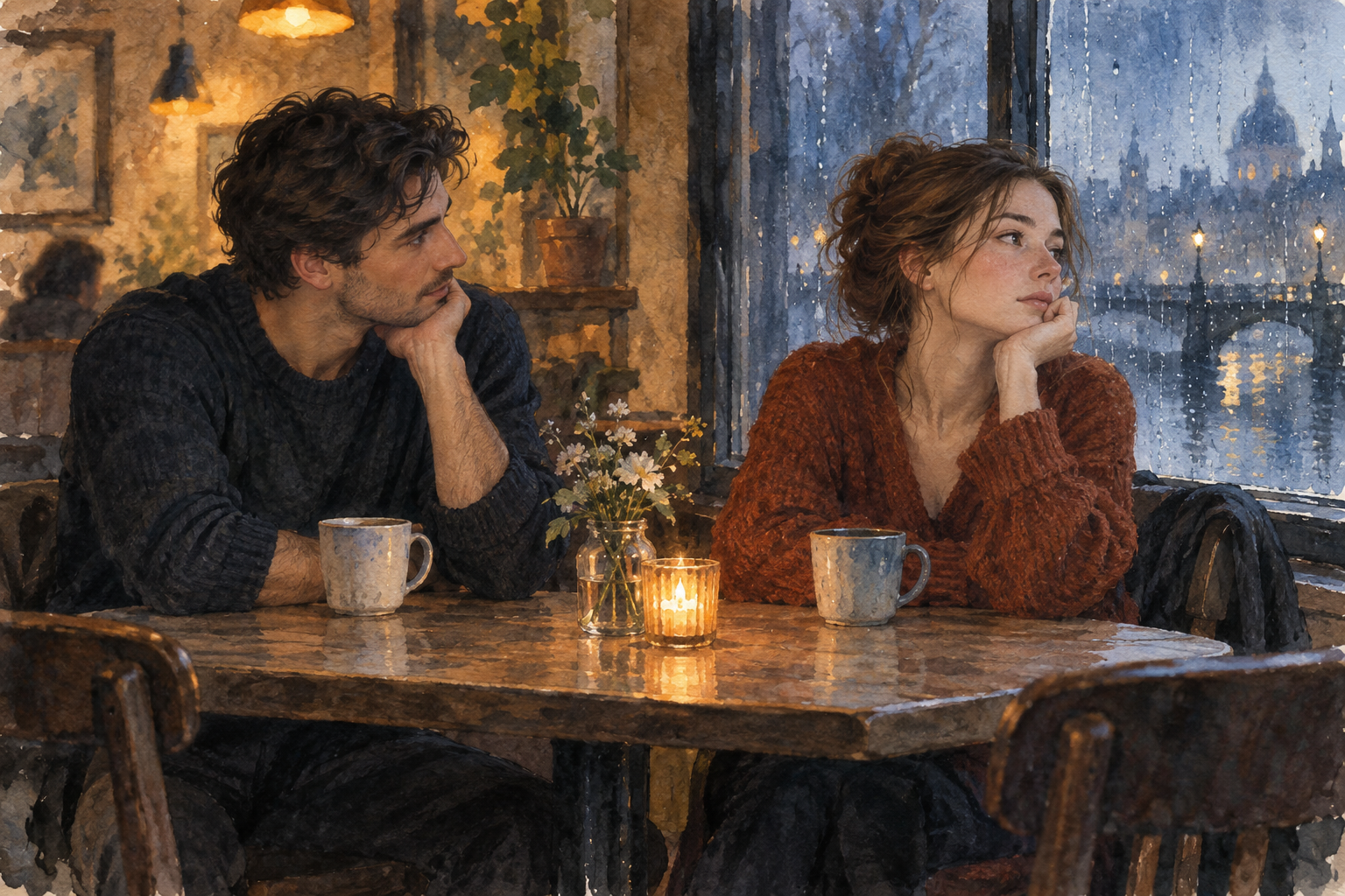 An imagined space between two people, leaving the relationship's unanswered part visible.