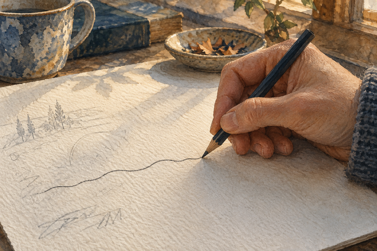 An imagined pencil line retains its unevenness without being abandoned.